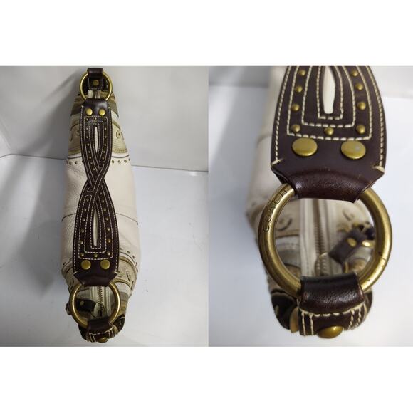 Coach Set of 3 Bags - Soho White Leather Stitched Grommet Studded Hobo Purses - Picture 8 of 12